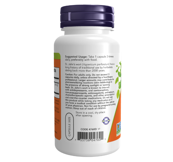 NOW St. John's Wort, Зверобой Экстракт 300 мг - 100 капсул