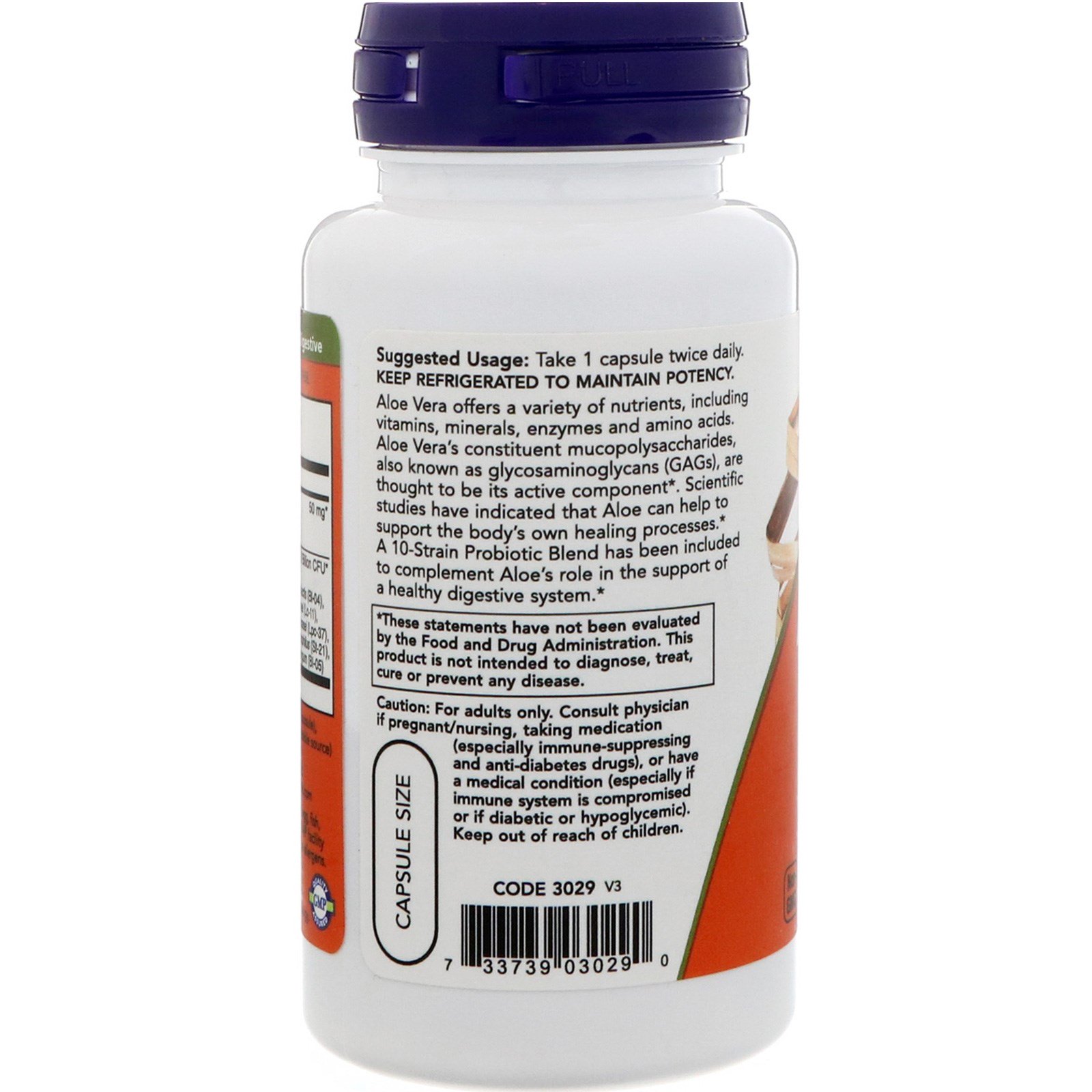 NOW Aloe & Probiotics, Алоэ Вера 10000 и Пробиотики - 60 капсул