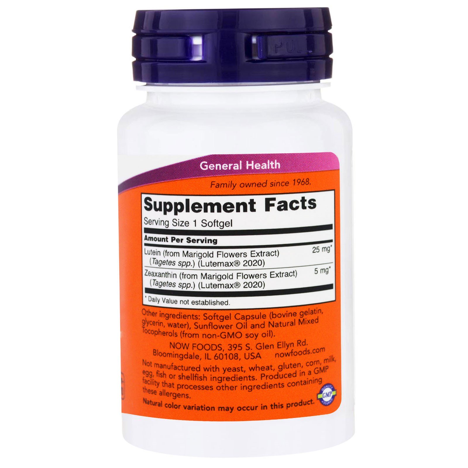 Lutein & Zeaxanthin, Лютеин 25 мг и Зеаксантин 5 мг - 60 капсул